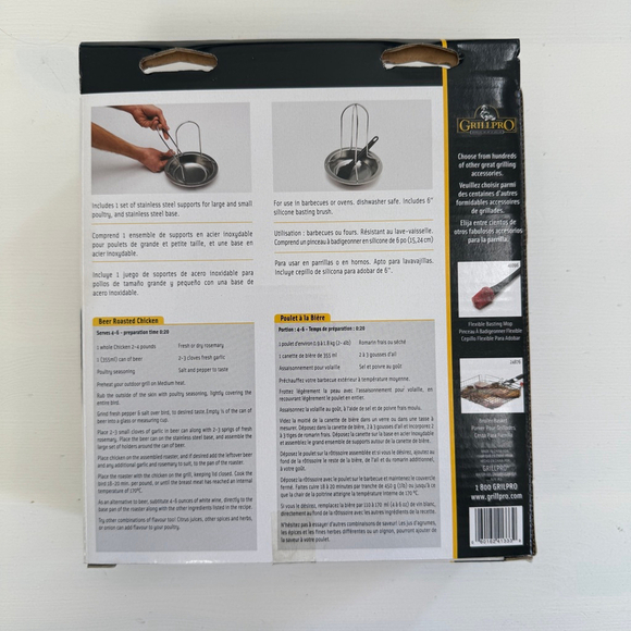 GrillPro Stainless Steel Beer Can Chicken Roaster BBQ Grill Tool New Sealed - Picture 2 of 2